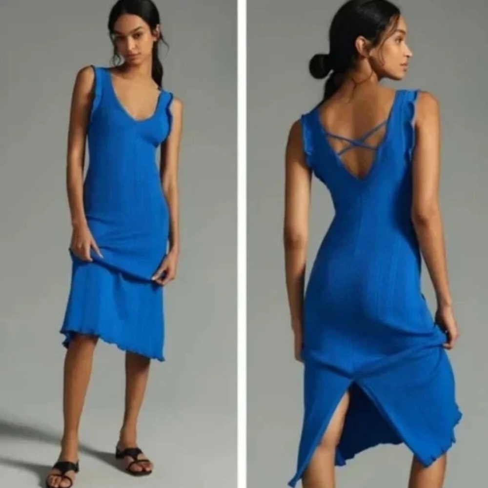 Anthropologie Daily Practice Azzure Sapphire Stretxh Knit Midi Dress